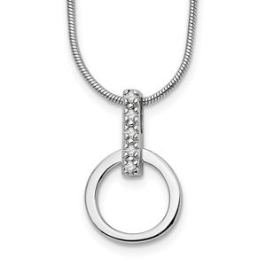 925 Sterling Silver Rhodium-plated 18 Inch Open Circle Diamond Necklace, 2" Ext.